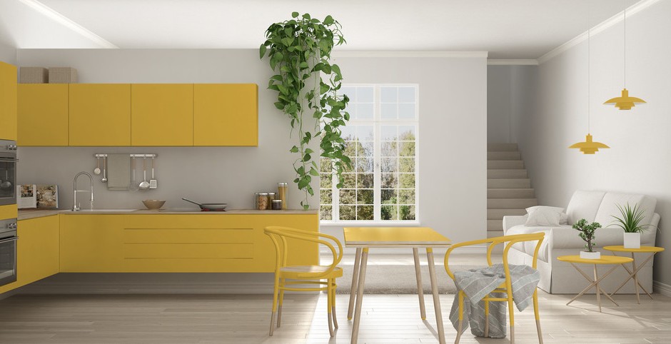 Купити кухонний гарнітур в жовтому кольорі